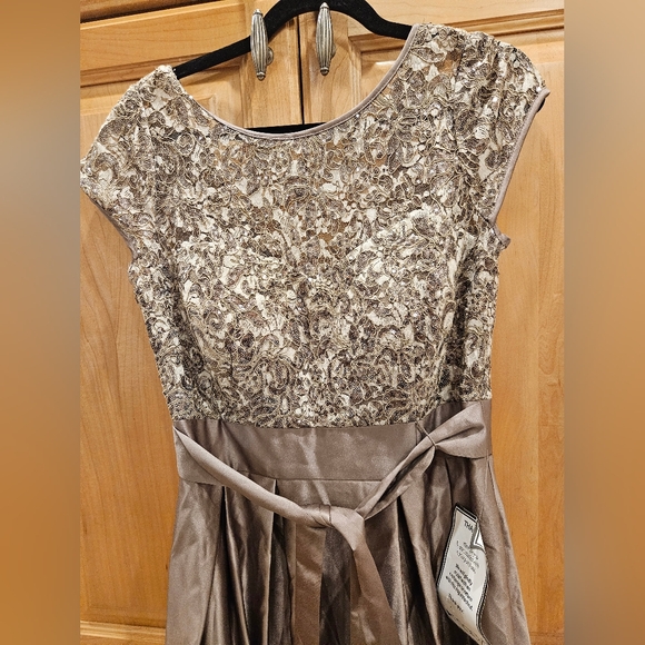 Xscape Embroidered Sequined Ball Gown Lace-Bodice Belted Gown Size 6 NWT - Picture 7 of 16